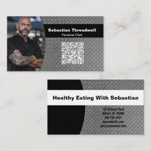 Tarjeta De Visita Chef Personal Placa de Diamante Código QR de Foto