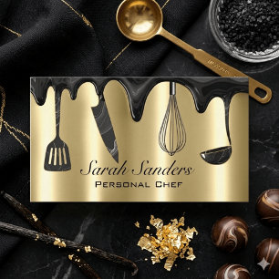 Tarjeta De Visita Chef Personal Profesional Chic Catering Gold
