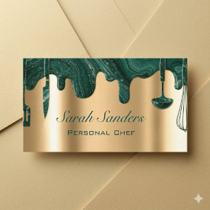 Tarjeta De Visita Chef Personal Profesional Chic Catering Gold