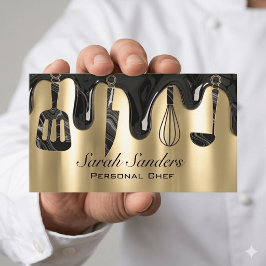 Tarjeta De Visita Chef Personal Profesional Chic Catering Gold  