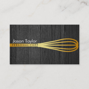 Tarjeta De Visita Chef personal que cocina panadería Gold Whisk Made