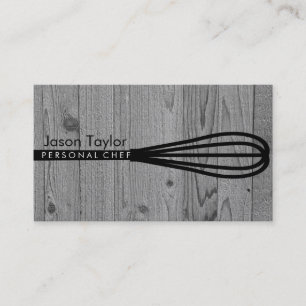 Tarjeta De Visita Chef personal que come panadería Whisk Grey Wood