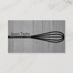 Tarjeta De Visita Chef personal que come panadería Whisk Grey Wood