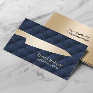 Tarjeta De Visita Chef personal que cuida de la navaja de oro azul