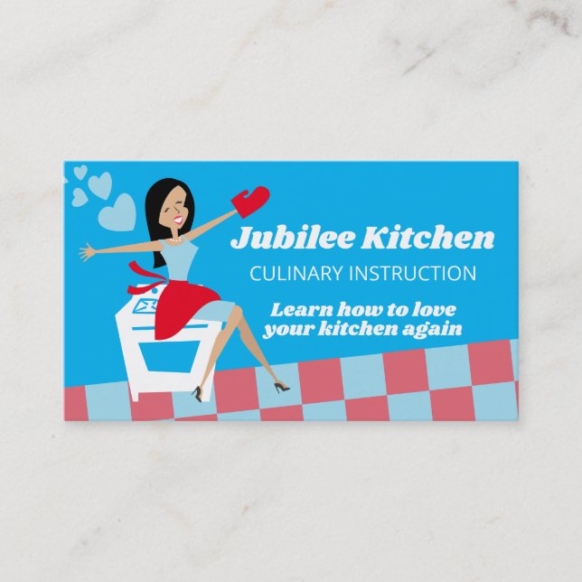 Tarjeta De Visita Chef personal retro del horno (Anverso)