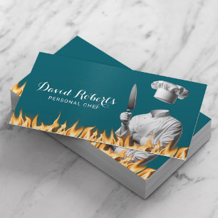 Tarjeta De Visita Chef Profesional Cocina Cocina Verde azulada