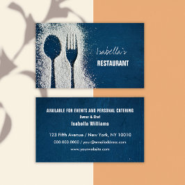 Tarjeta De Visita Chef Profesional de Catering de Restaurante Azul M