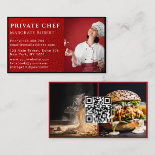 Tarjeta De Visita Chef profesional de medios sociales QR Código Foto