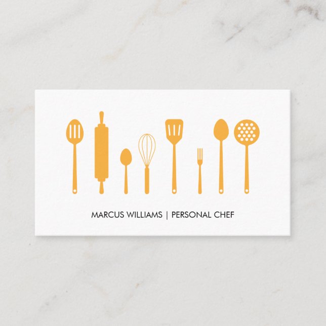 Tarjeta De Visita Chef profesional | Utensilios de cocina (Anverso)