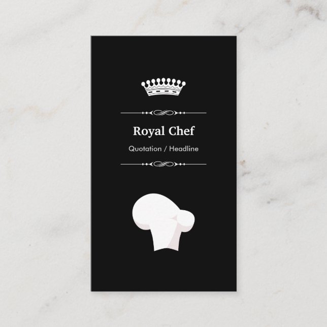 Tarjeta De Visita Chef real - Blanco negro moderno profesional (Anverso)