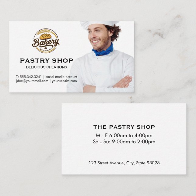 Tarjeta De Visita Chef Smiling | Bakery Logo (Anverso / Reverso)