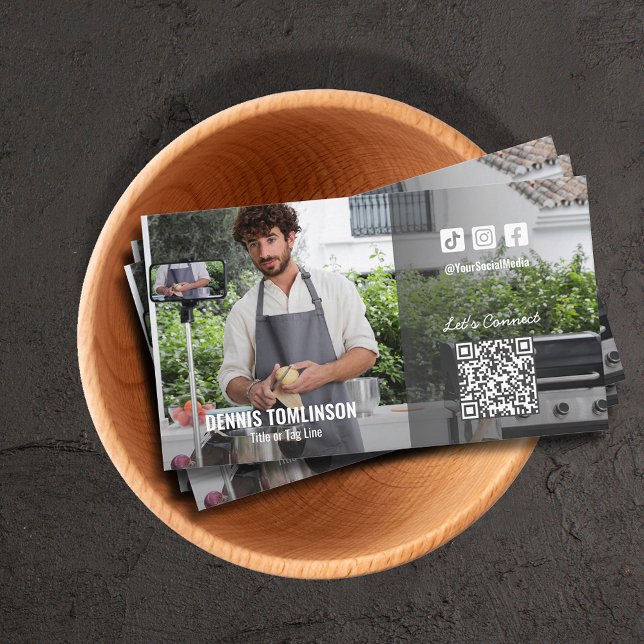 Tarjeta De Visita Chef Social Media QR Code Photo (Subido por el creador)