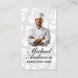Tarjeta De Visita Chef sonriendo en uniforme   Culinario   Restauran