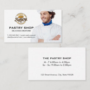 Tarjeta De Visita Chef Sonriendo Logotipo de Panadería