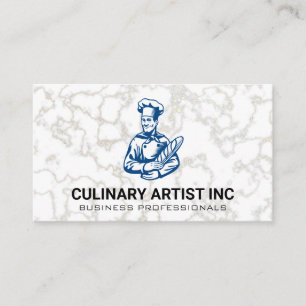 Tarjeta De Visita Chef sosteniendo baguette   Mármol