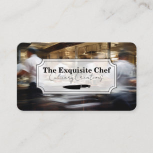 Tarjeta De Visita Chef trabajando rápido en la cocina   Culinario
