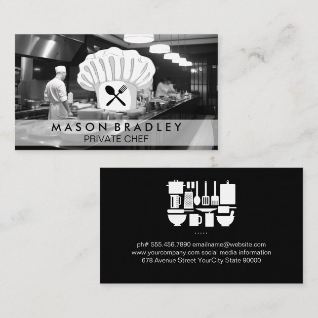 Tarjeta De Visita Chefs de la cocina | Utensilios de cocina (Anverso / Reverso)
