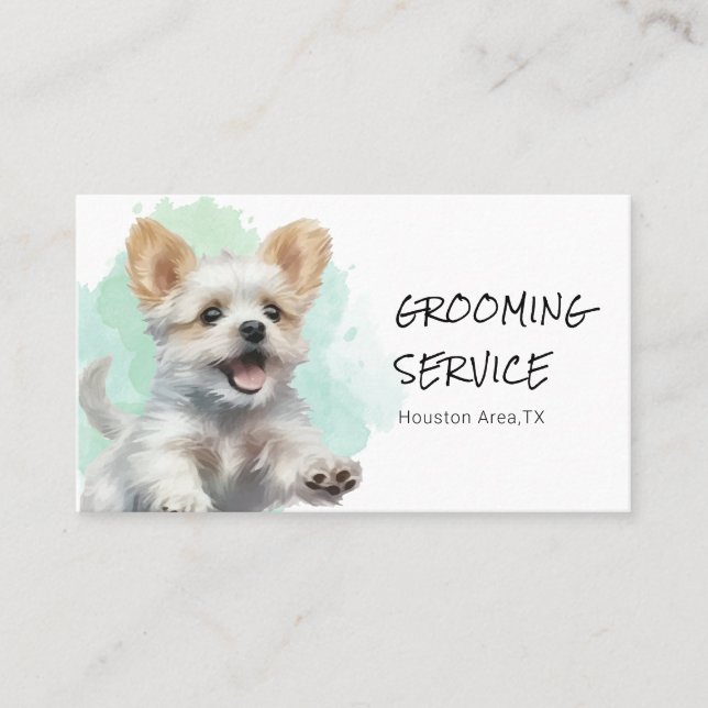 Tarjeta De Visita Cheful Dog Mascota Groomer Business Card (Anverso)