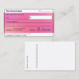 Tarjeta De Visita Cheque en blanco: Ley de Aura Rosa, abundancia de