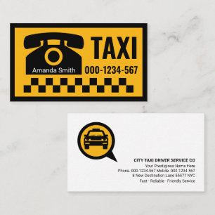Tarjeta De Visita Cheque negro del teléfono del taxi amarillo