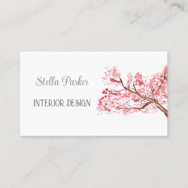 Tarjeta De Visita Cherry Blossom Elegant Floral Spring Card (Anverso)