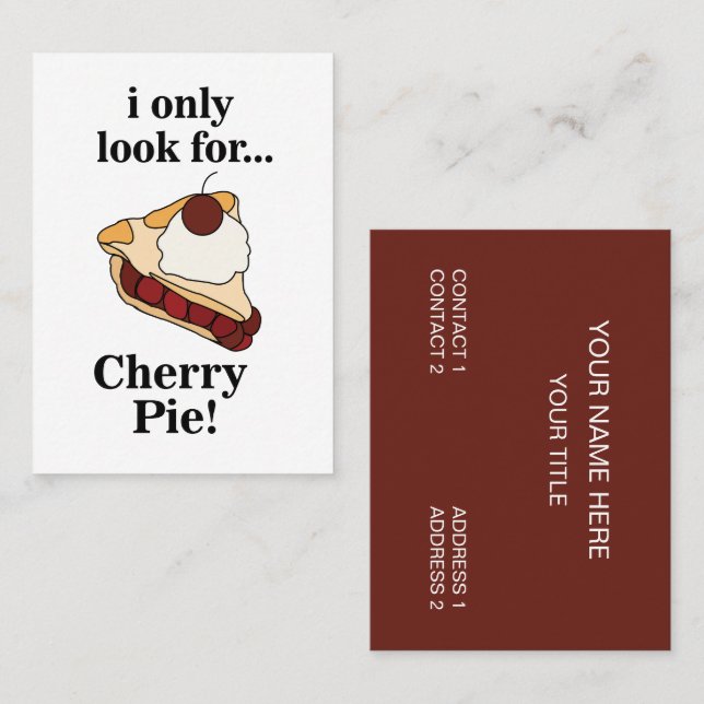 Tarjeta De Visita Cherry Pie Baker (Anverso / Reverso)