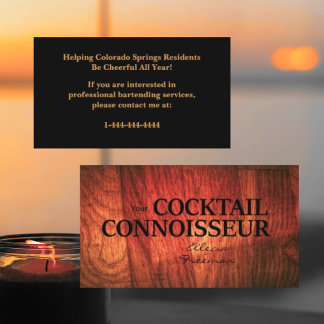 Tarjeta De Visita Cherry Wood & Black Event Bartender Business Card