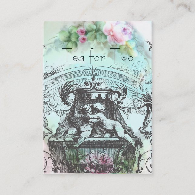 Tarjeta De Visita Cherub Rococo del siglo XVIII (Anverso)