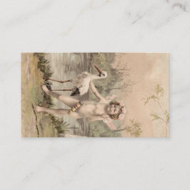 Tarjeta De Visita Cherub vintage con cigüeña por lago