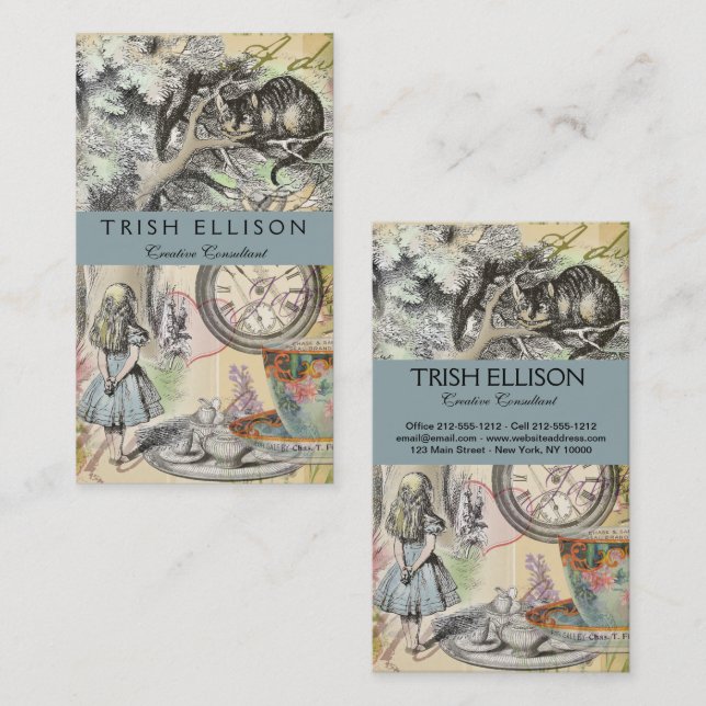 Tarjeta De Visita Cheshire Cat Alice Wonderland Classic (Anverso / Reverso)