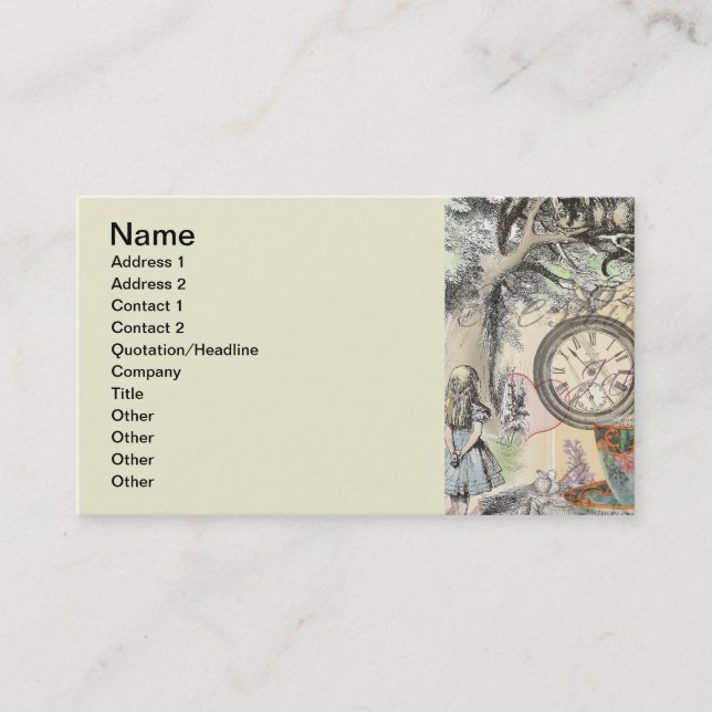 Tarjeta De Visita Cheshire Cat Alice Wonderland Classic (Anverso)