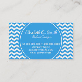 Tarjeta De Visita chevron blanco y azul, moderno, clásico y brillant