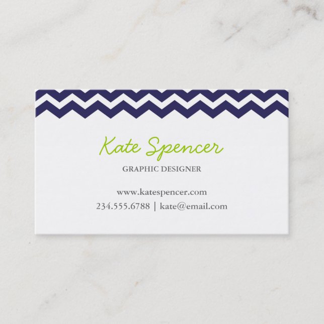 Tarjeta De Visita Chevron de la Marina y punto de la Polka (Anverso)