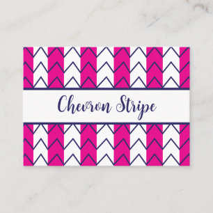 Tarjeta De Visita Chevron de rayas rosa y blanco geométrico