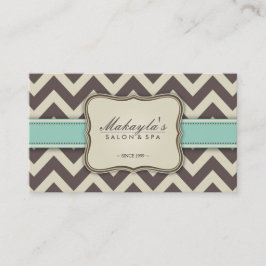Tarjeta De Visita Chevron elegante Brown moderno, verde y beige
