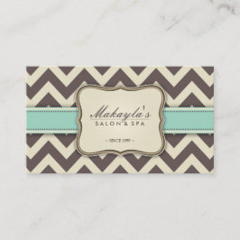 Tarjeta De Visita Chevron elegante Brown moderno, verde y beige
