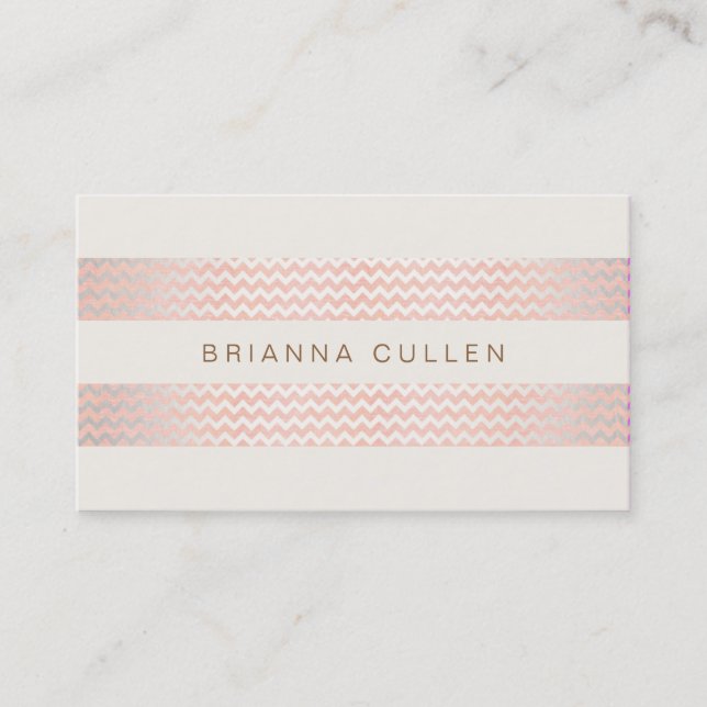 Tarjeta De Visita Chevron Elegante Moda de moda rosada de yeso rayad (Anverso)