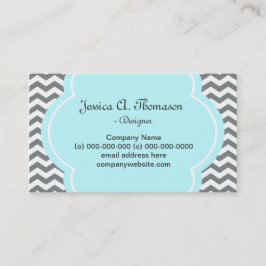 Tarjeta De Visita Chevron gris y blanco moderno, elegante y moderno