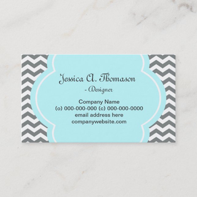 Tarjeta De Visita Chevron gris y blanco moderno, elegante y moderno (Anverso)