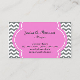 Tarjeta De Visita Chevron gris y blanco moderno, elegante y moderno