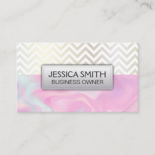 Tarjeta De Visita Chevron Pastel Contemporáneo Líquido