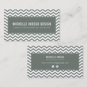 Tarjeta De Visita CHEVRON PATTERN preppy moderno gris fresco