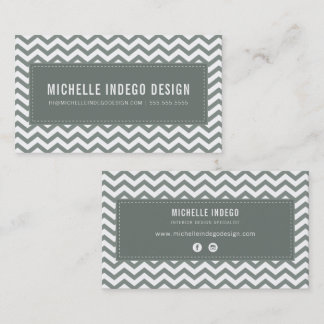 Tarjeta De Visita CHEVRON PATTERN preppy moderno gris fresco