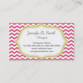 Tarjeta De Visita Chevron rosa moderno, elegante y encantador