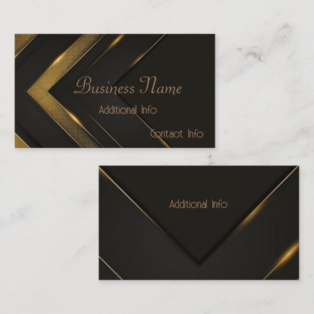 Tarjeta De Visita Chevron Sleek Black And Gold (Anverso / Reverso)