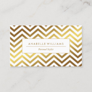 Tarjeta De Visita Chevrons elegantes de Relieve metalizado dorado bl