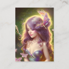 Tarjeta De Visita Chibi Fairy Chica con Stunning Long Hair