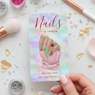 Tarjeta De Visita Chic Artista Manicurista Salón de Uñas Opalo Elega