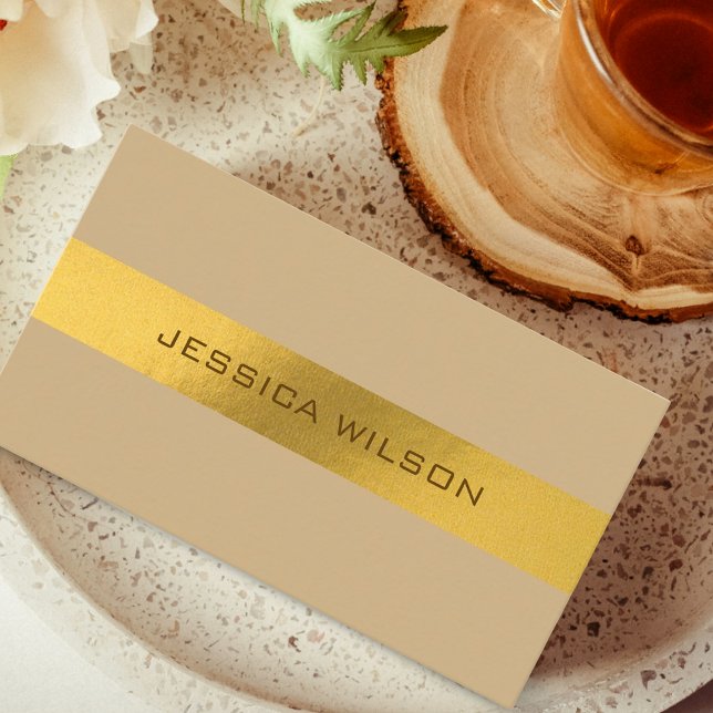 Tarjeta De Visita Chic beige pastel earthy gold frame business card (Chic beige pastel earth gold frame business card)