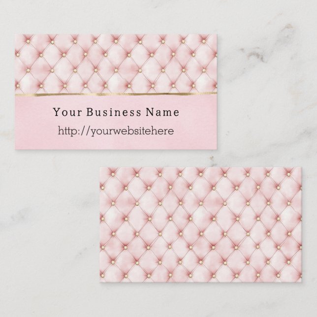 Tarjeta De Visita Chic Blush Pink Gold Tufts Business name website (Anverso / Reverso)